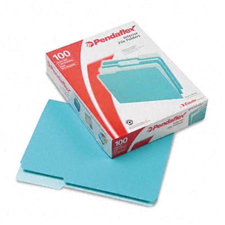 Pendaflex Interior File Folders- 1/3 Cut- Top Tab- Letter- Aqua- 100/Box PE31836